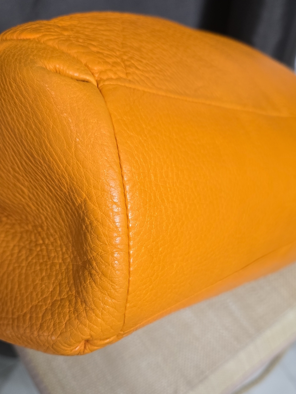 Coach Edie Orange Pebbled Leather Shoulder Bag - Picture 6 of 13